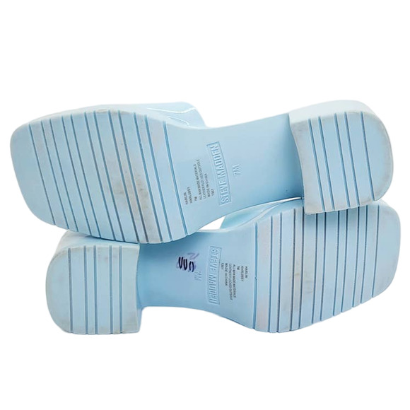 Steve Madden Platform Heels Chunky Sandals Jelly Square Toe Women's 7M - Picture 8 of 9